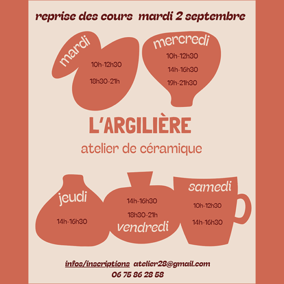 Reprise des cours céramique 2025